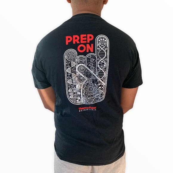 Fruit Of The Loom Thermo Fisher Scientific Peace Sign Graphic T-Shirt Black Sz M